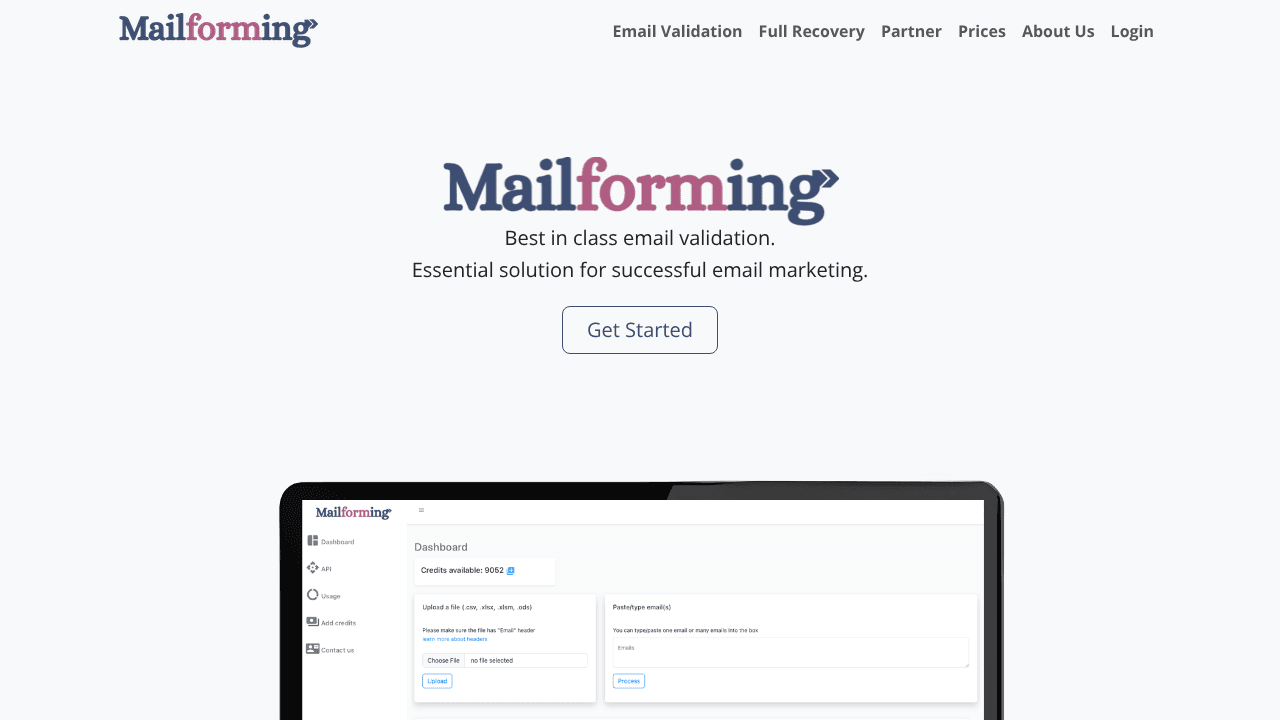 Mailforming website screenshot