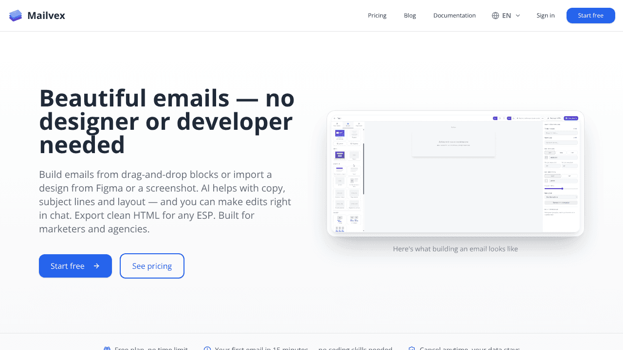 Mailvex website screenshot