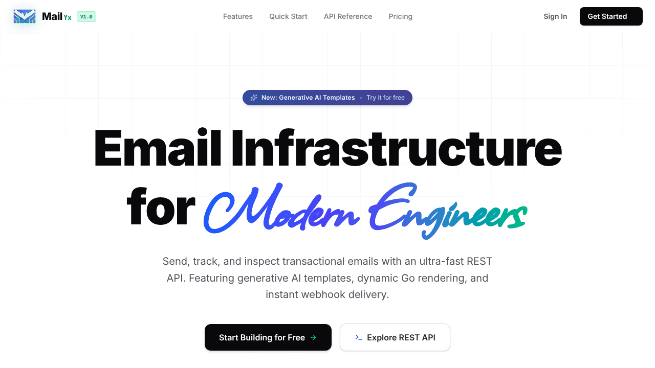 MailYx website screenshot