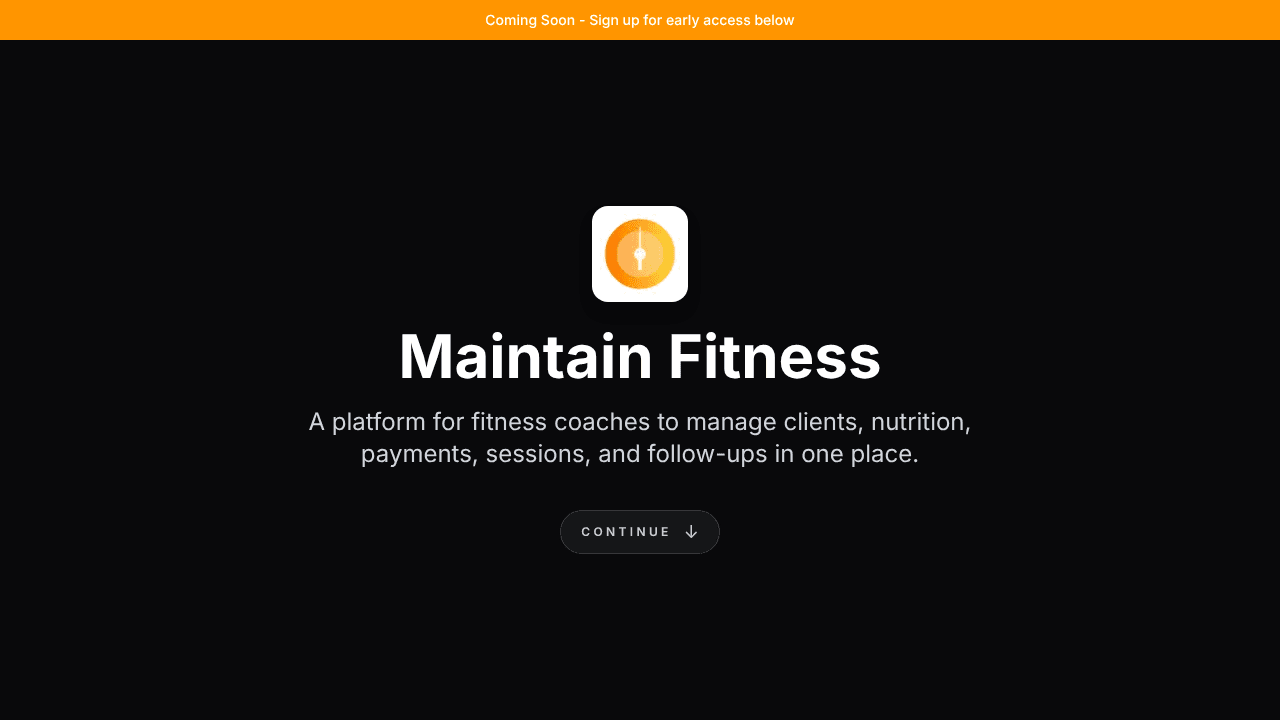 Maintain Fitness website screenshot