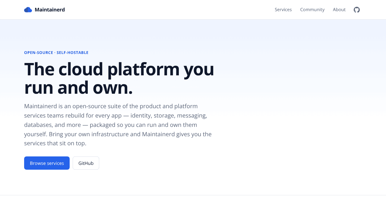 Maintainerd website screenshot