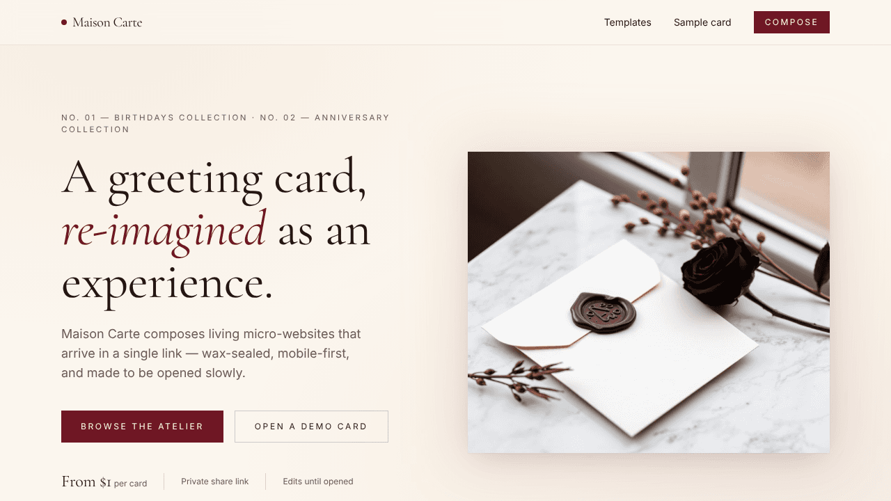 Maison Carte website screenshot