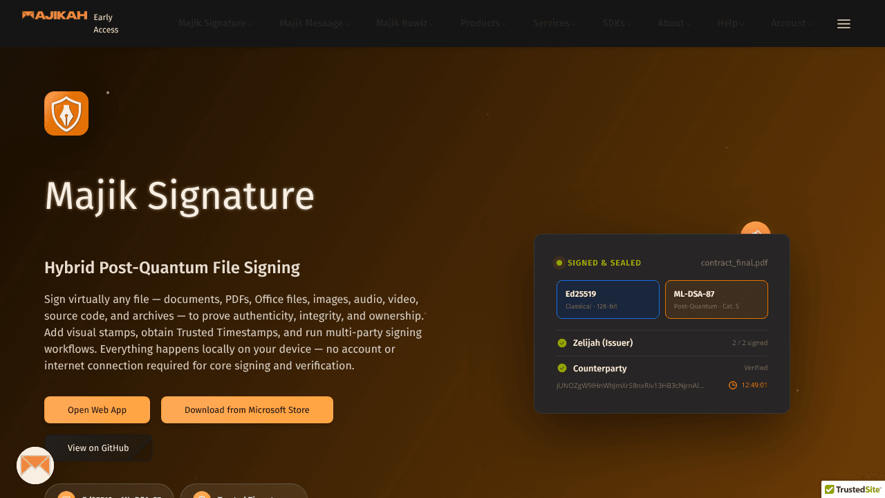 Majik Signature website screenshot