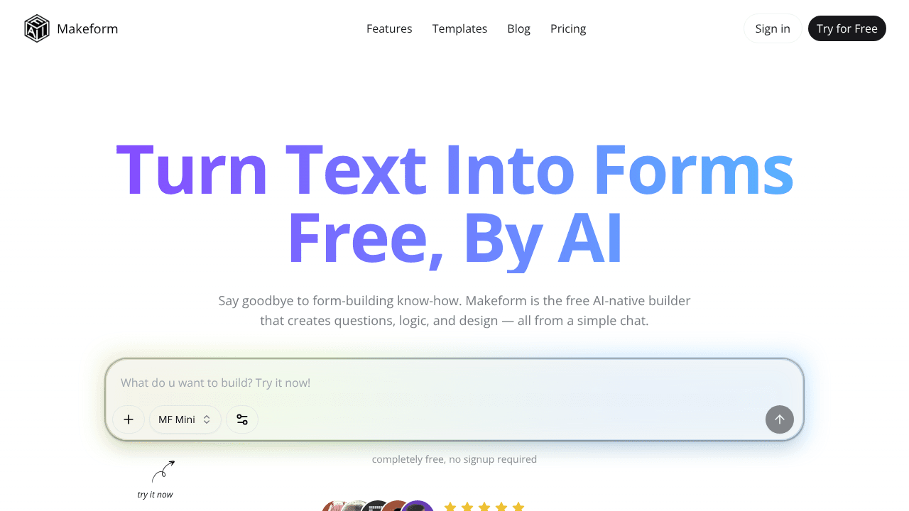 Makeform website screenshot