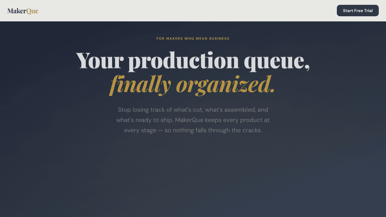 MakerQue website screenshot