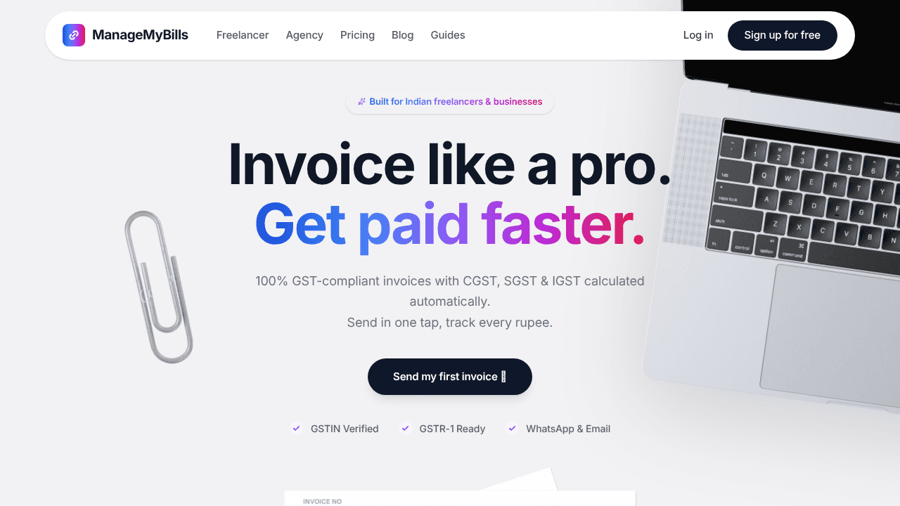 Manage My Bills website screenshot