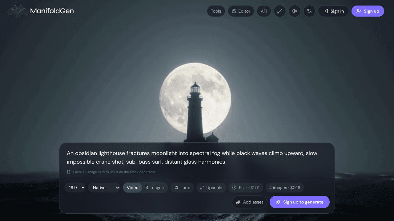 ManifoldGen website screenshot