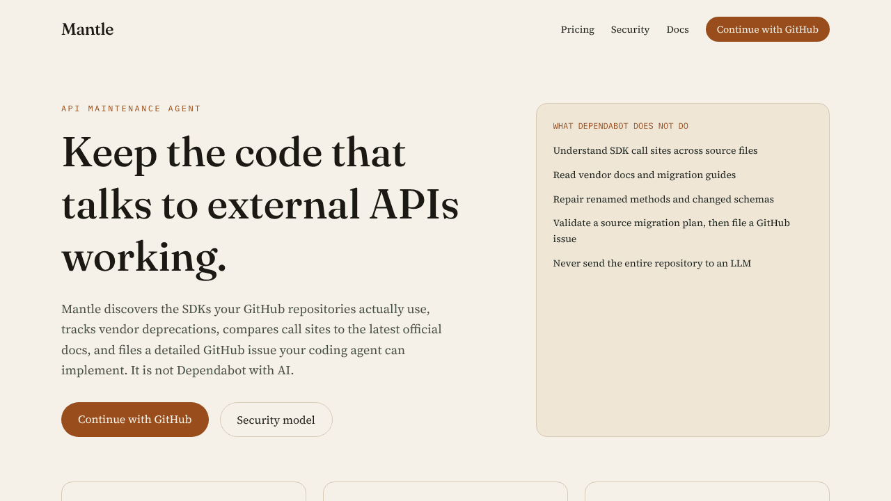 Mantle website screenshot