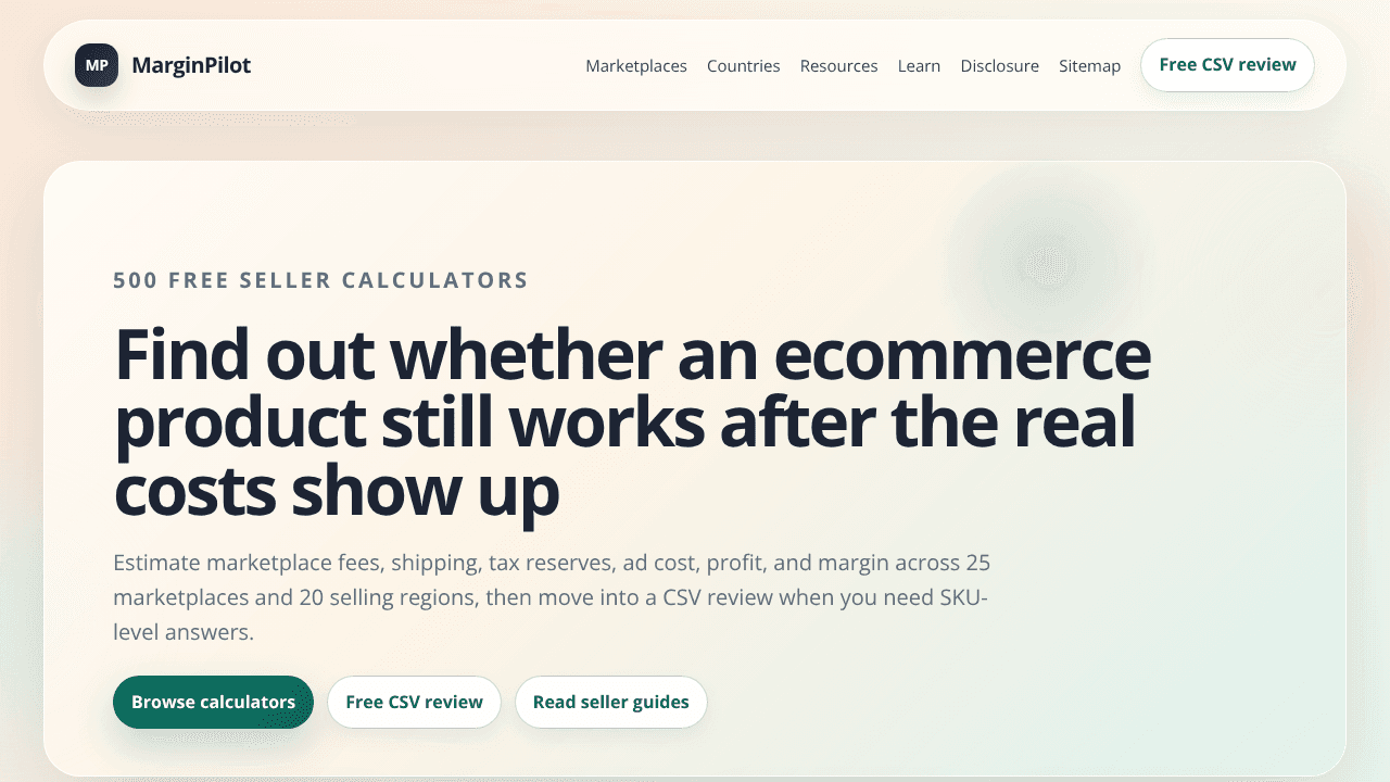 MarginPilot website screenshot