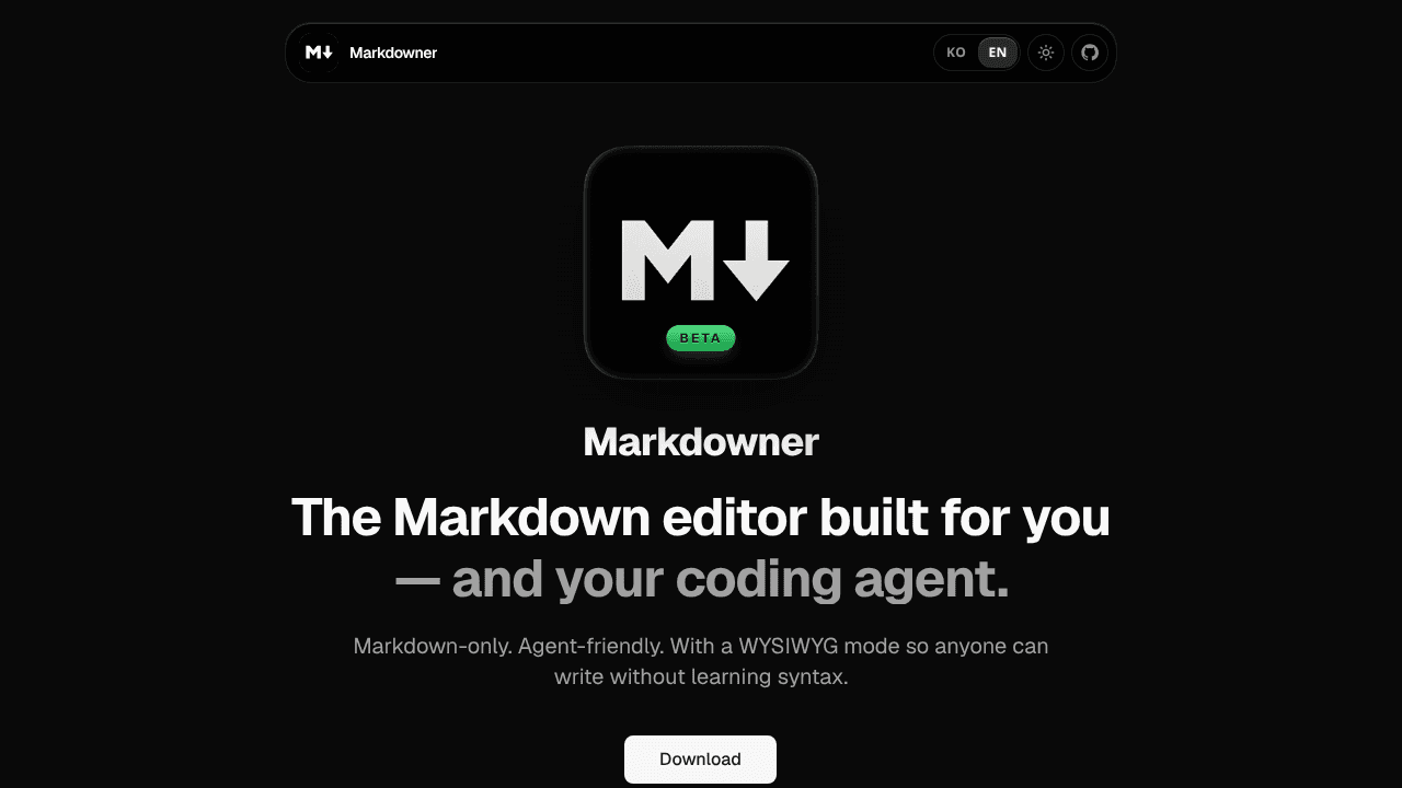 Markdowner website screenshot