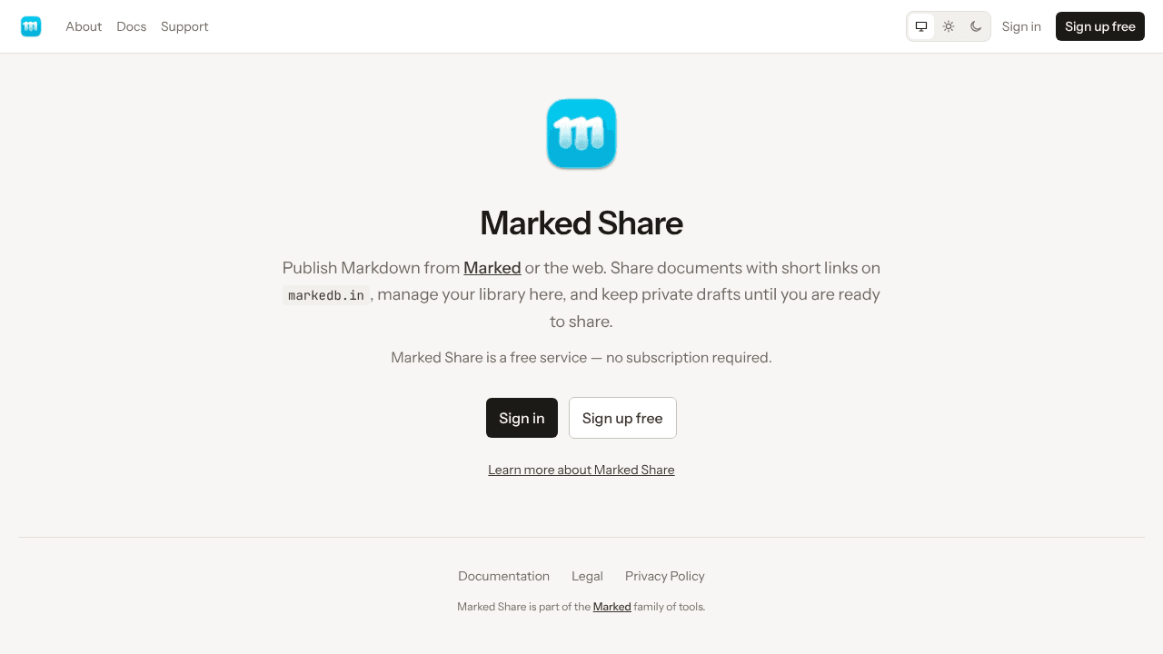 Marked Share website screenshot