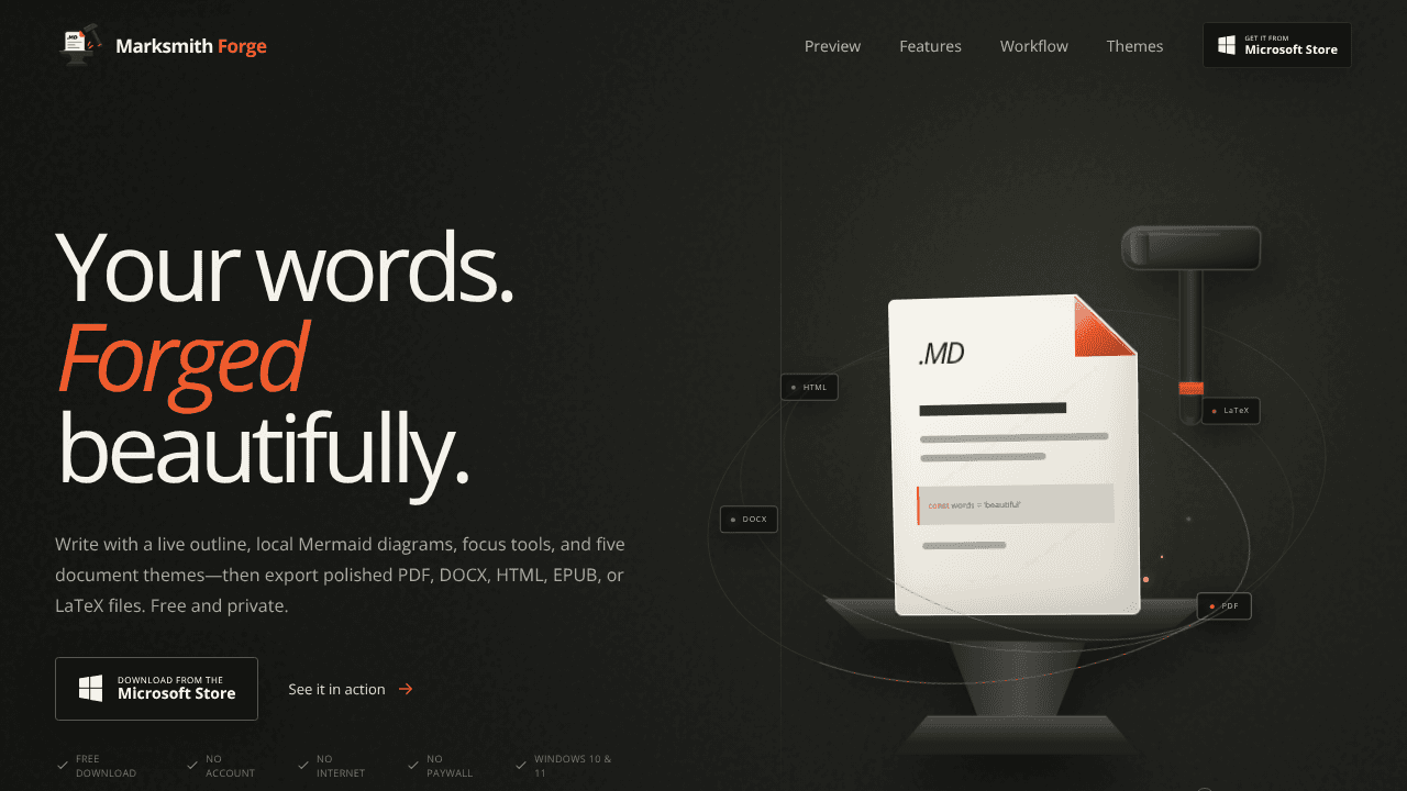 Marksmith Forge website screenshot