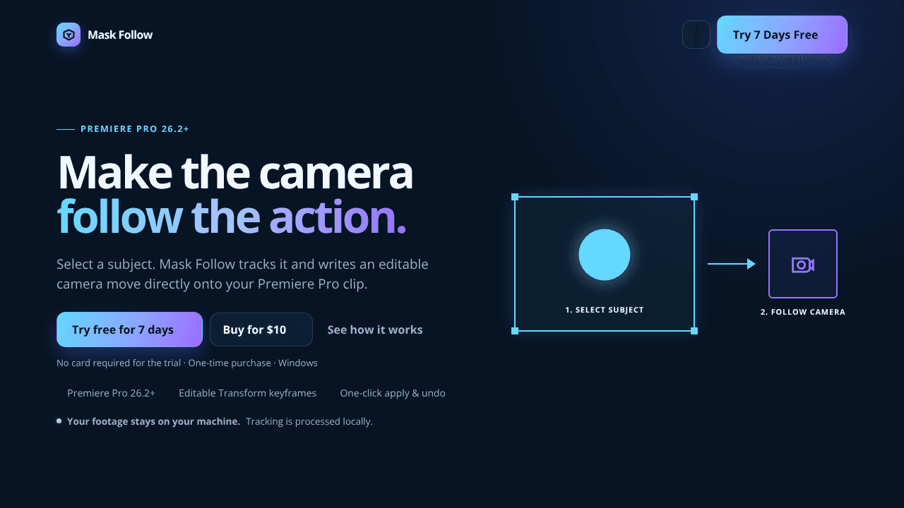 Mask Follow For Premiere website screenshot