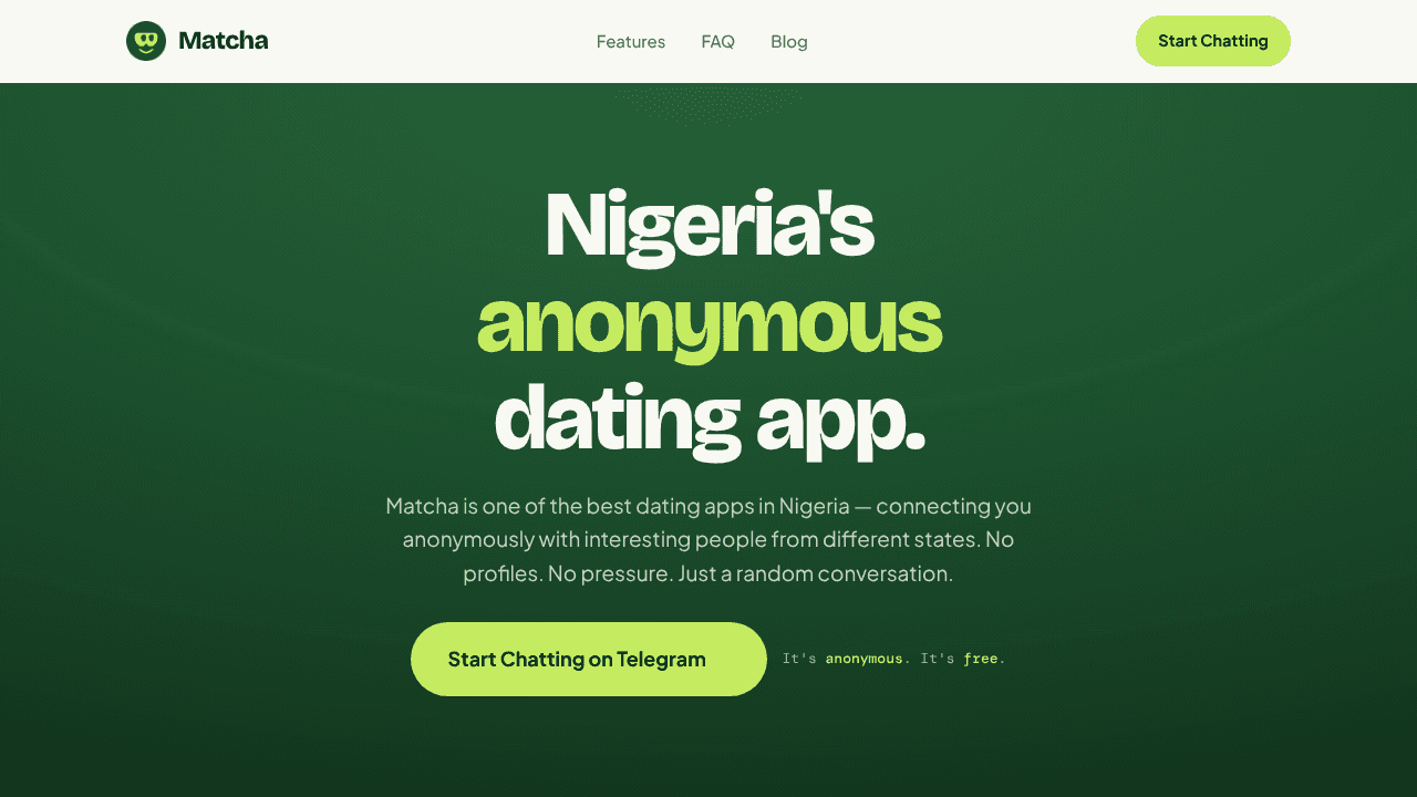 Matcha website screenshot