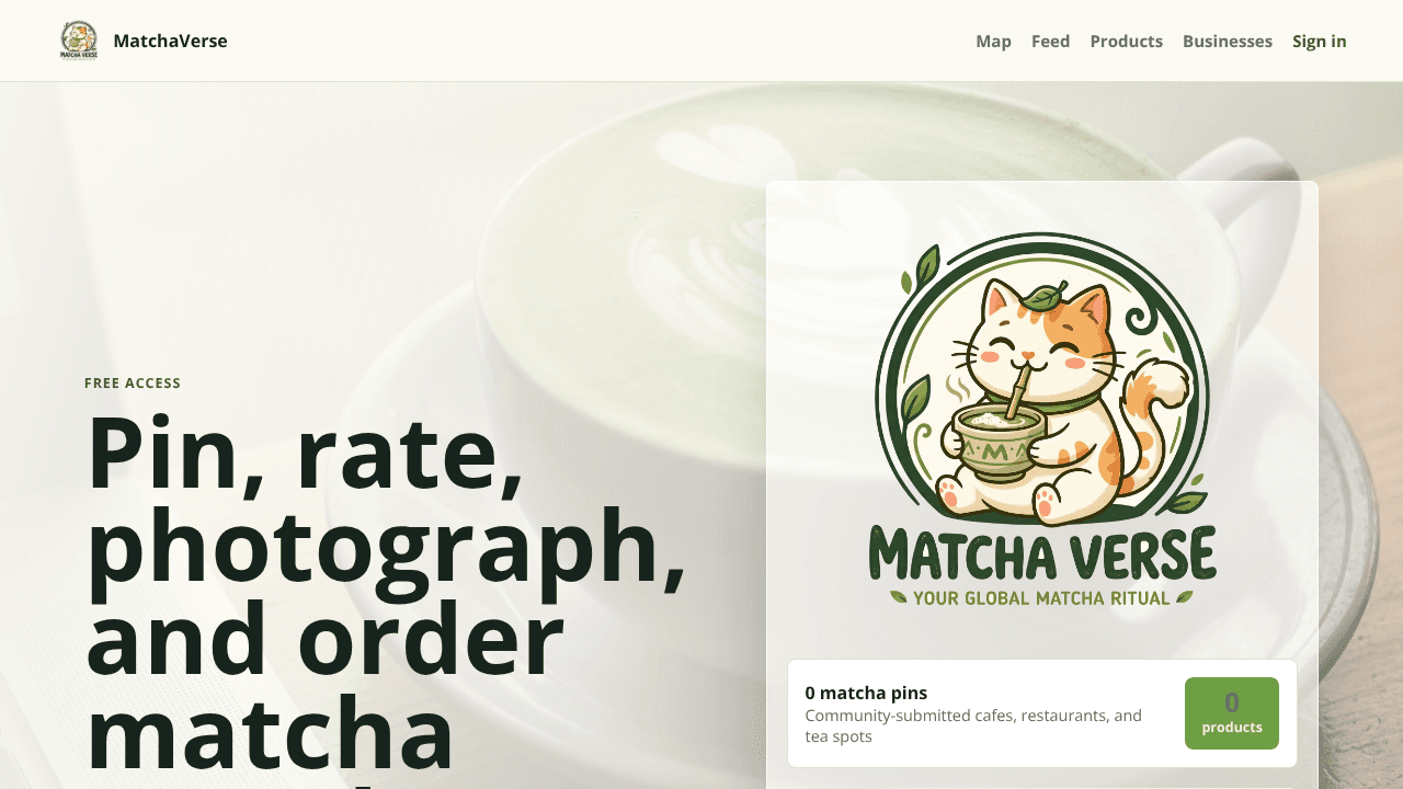 MatchaVerse website screenshot