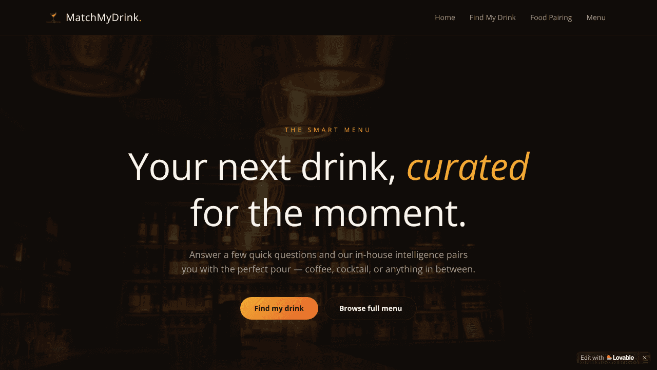 MatchMyDrink website screenshot