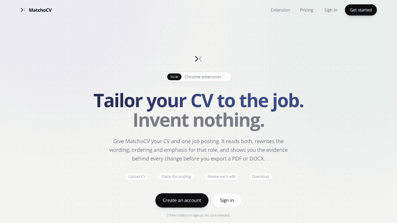 MatchoCV website screenshot