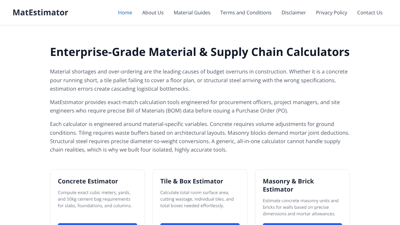 MatEstimator website screenshot