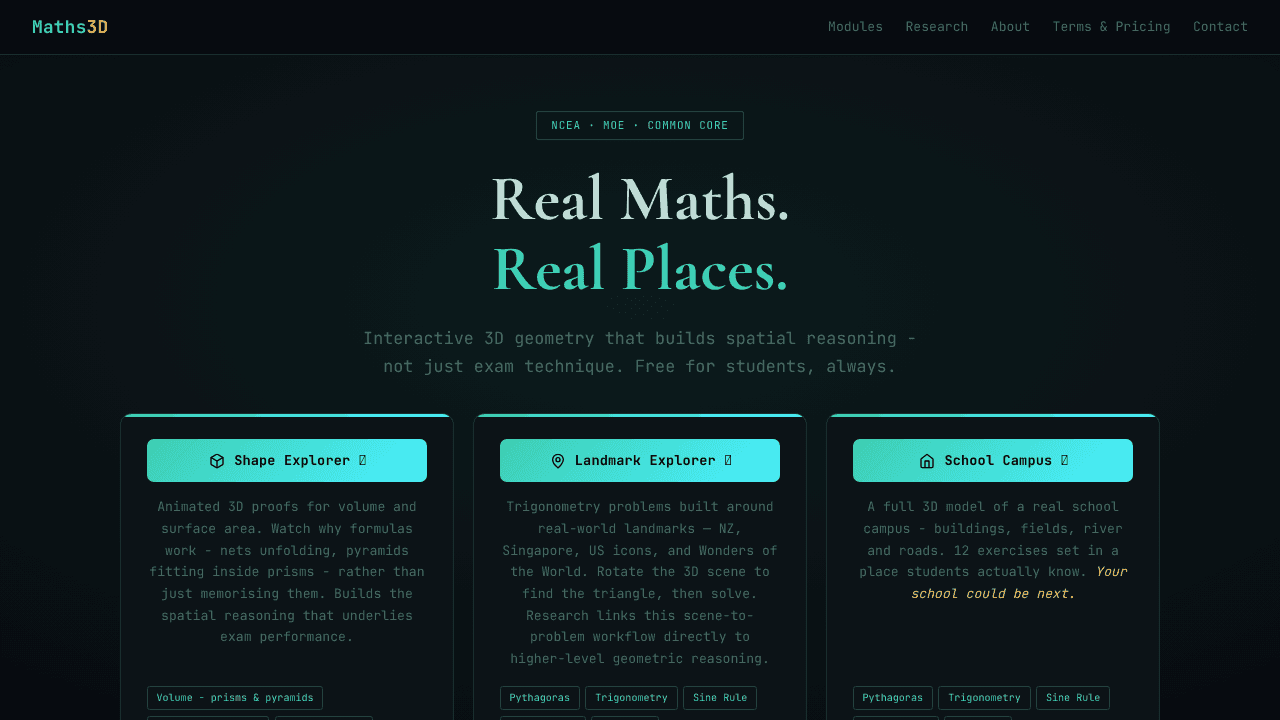 Maths3D website screenshot