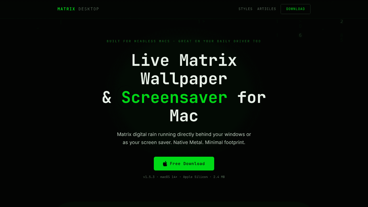 Matrix Desktop website screenshot