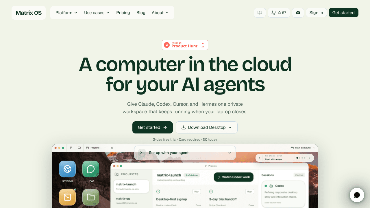 Matrix OS website screenshot