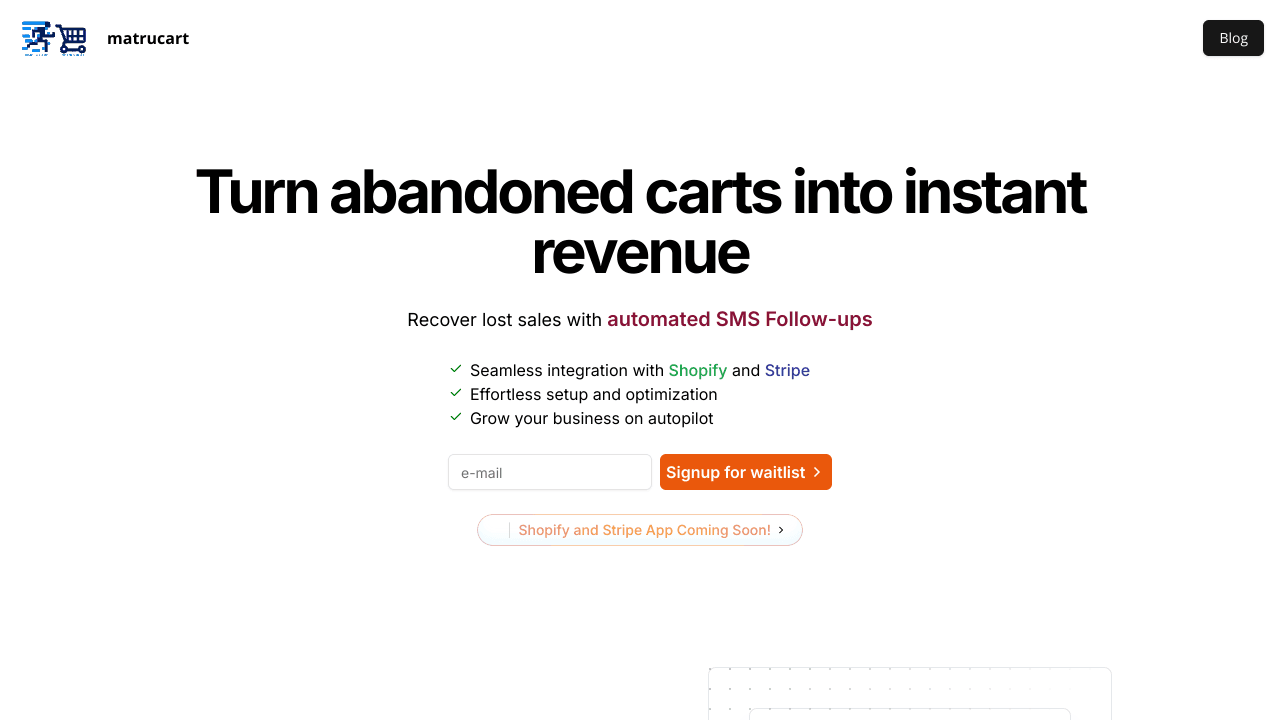 matrucart - SMS abandoned cart recovery