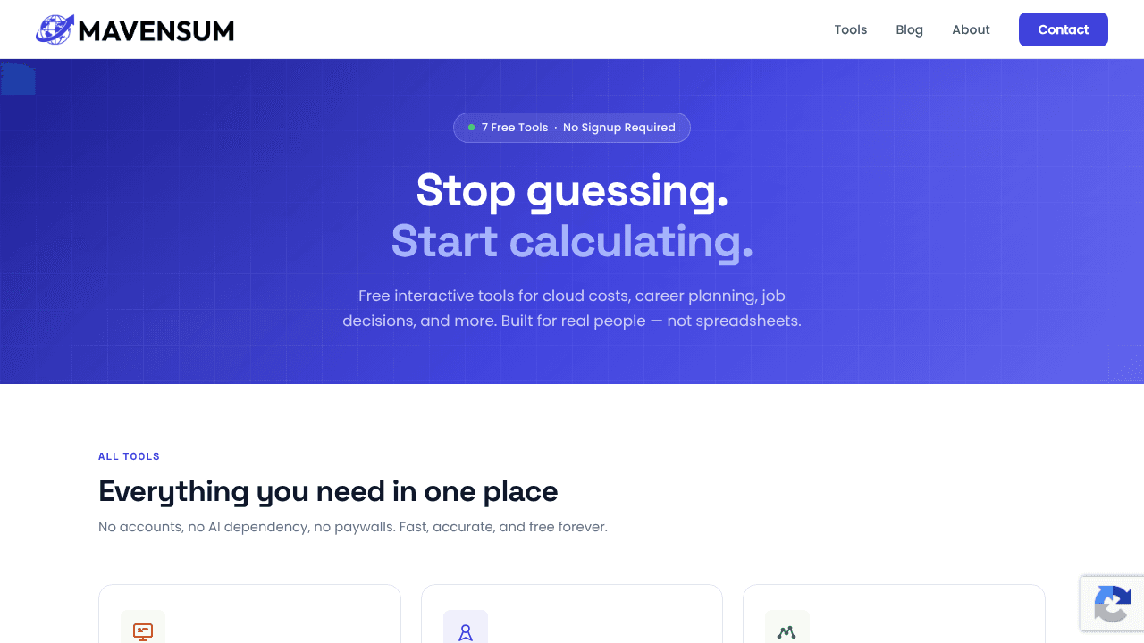 Mavensum website screenshot