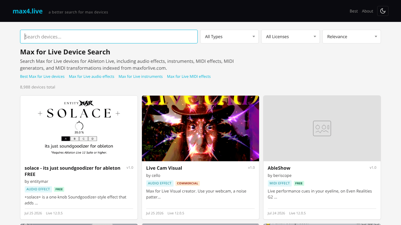 max4.live website screenshot
