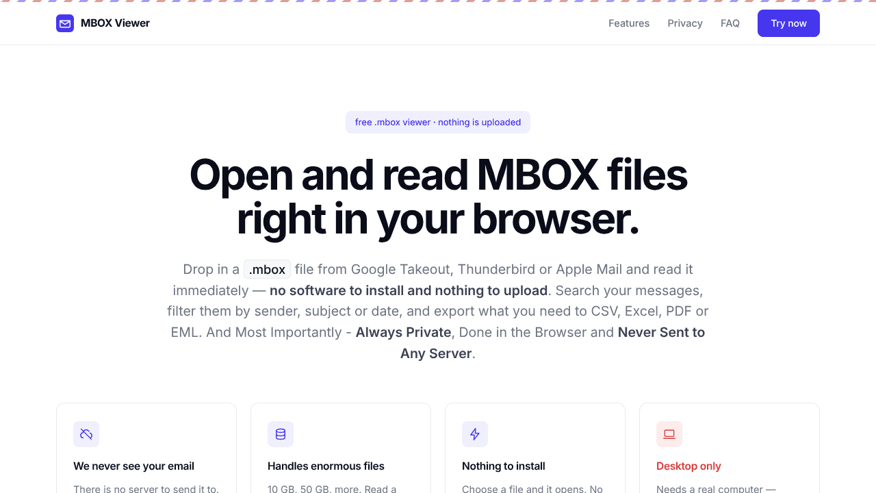 MBOX Viewer website screenshot