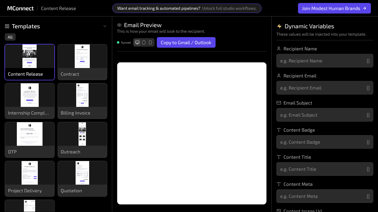 MConnect website screenshot