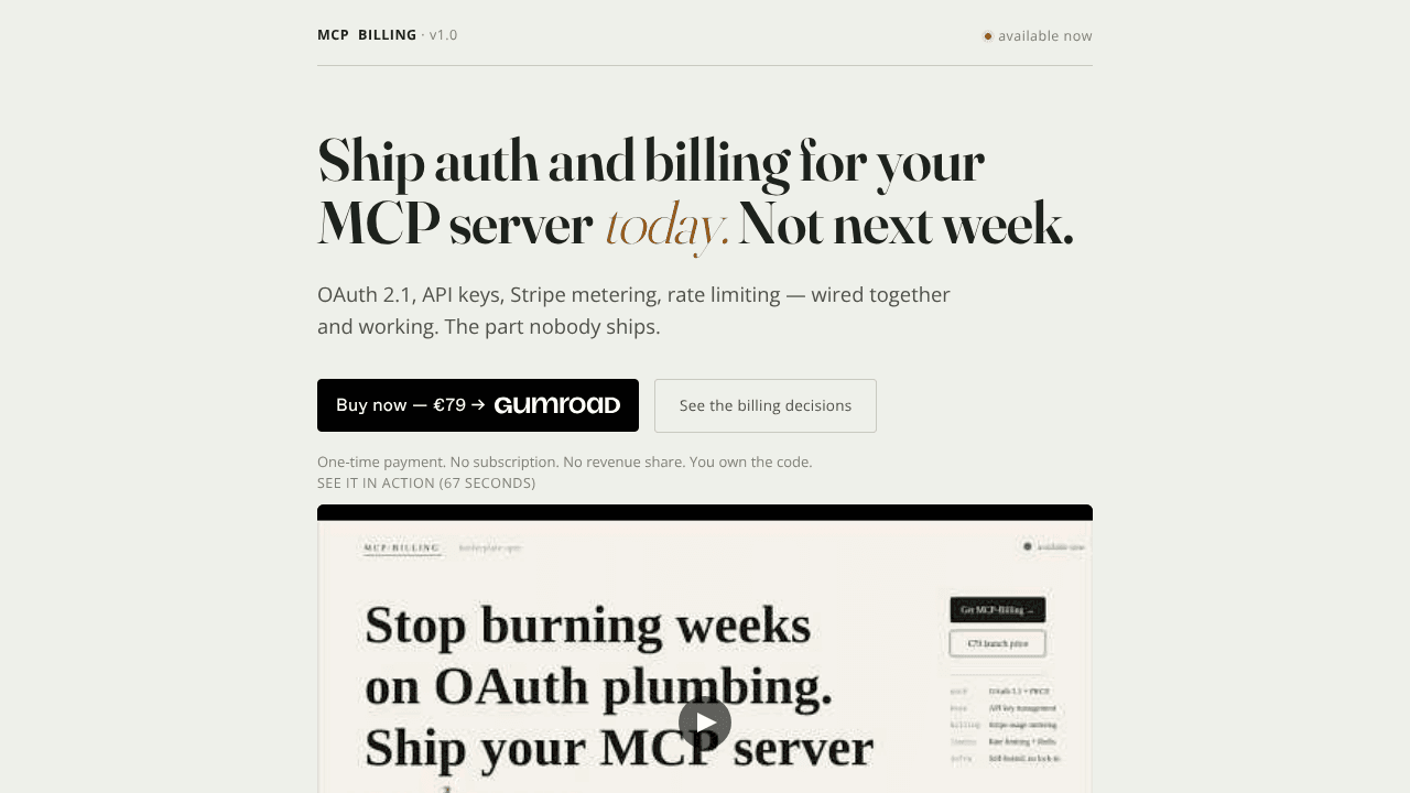 MCP-Billing website screenshot