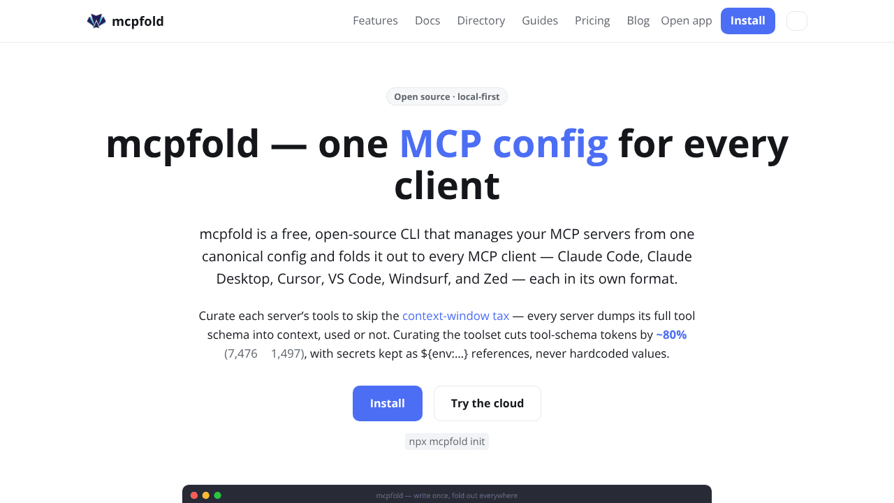 mcpfold website screenshot