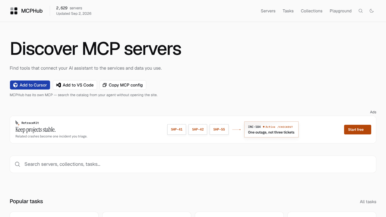MCPHub website screenshot