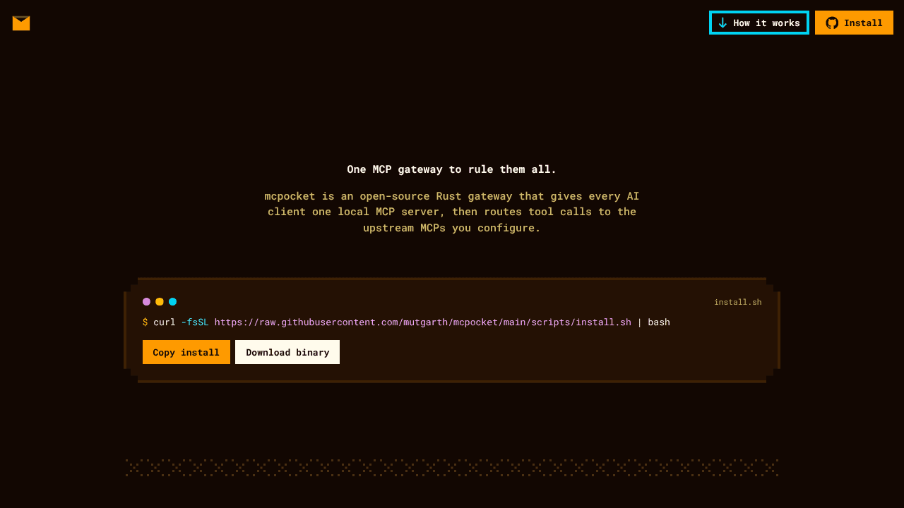 MCPOCKET - Local MCP gateway website screenshot