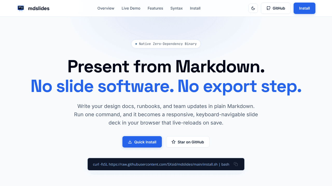 mdslides  website screenshot