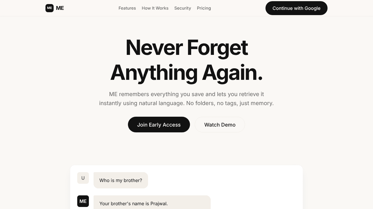 ME website screenshot