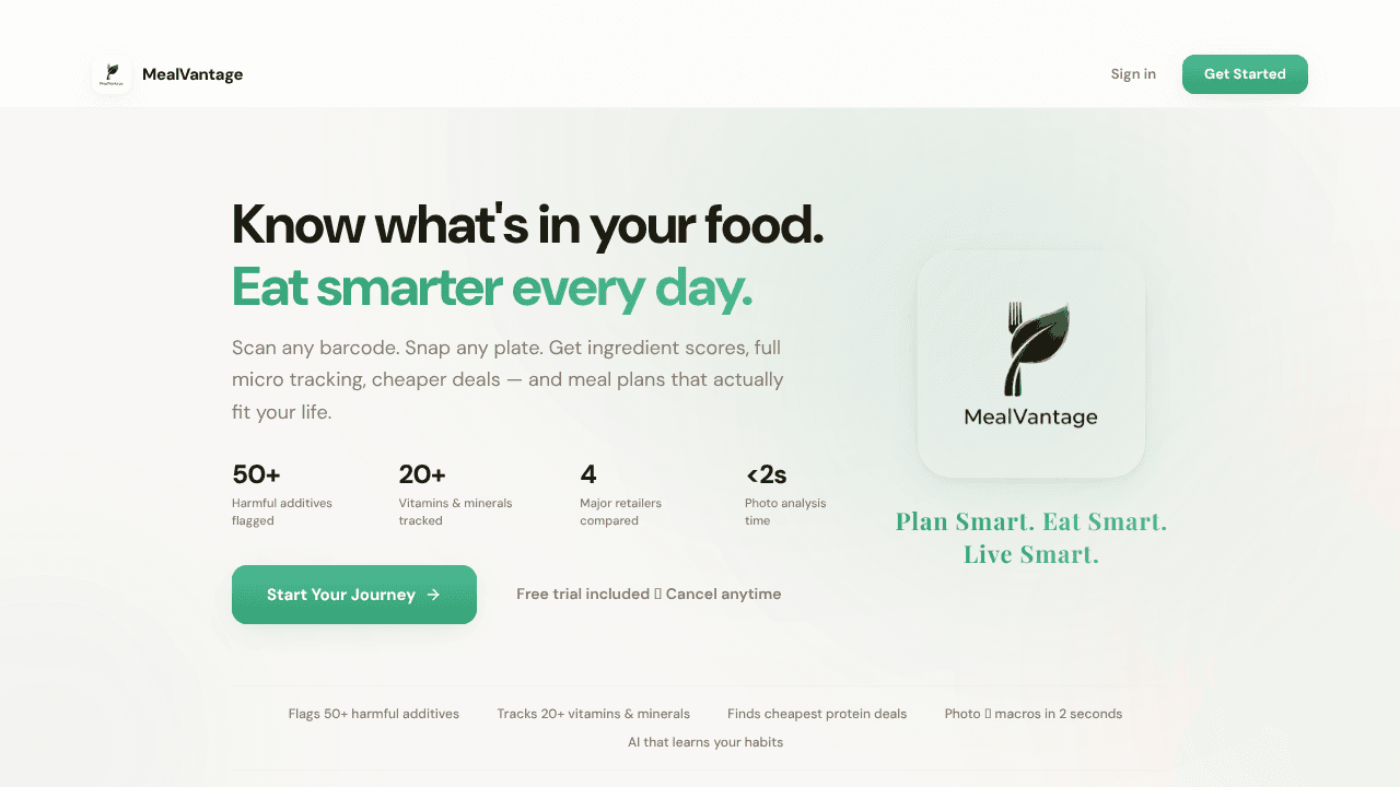 MealVantage website screenshot