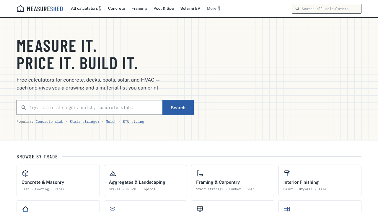 MeasureShed website screenshot