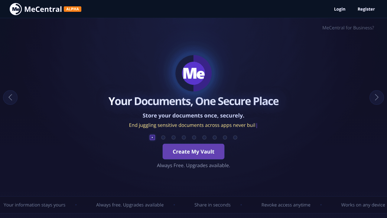 MeCentral website screenshot
