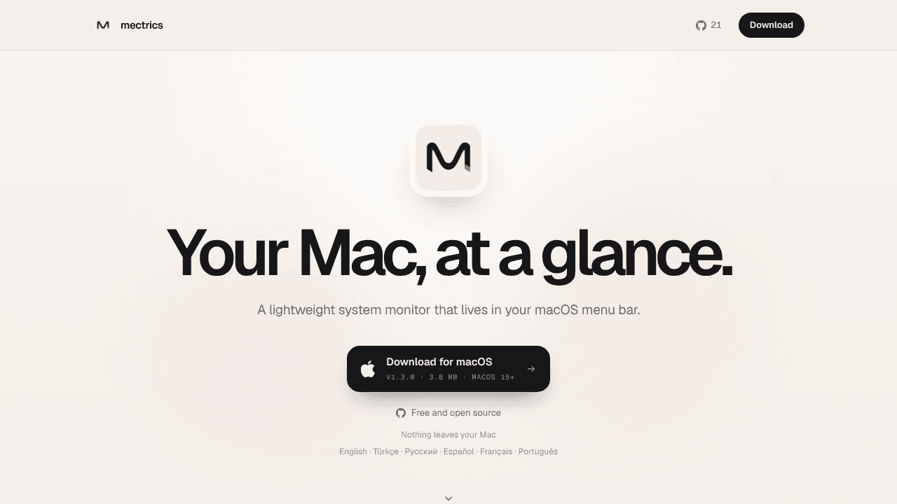 mectrics website screenshot