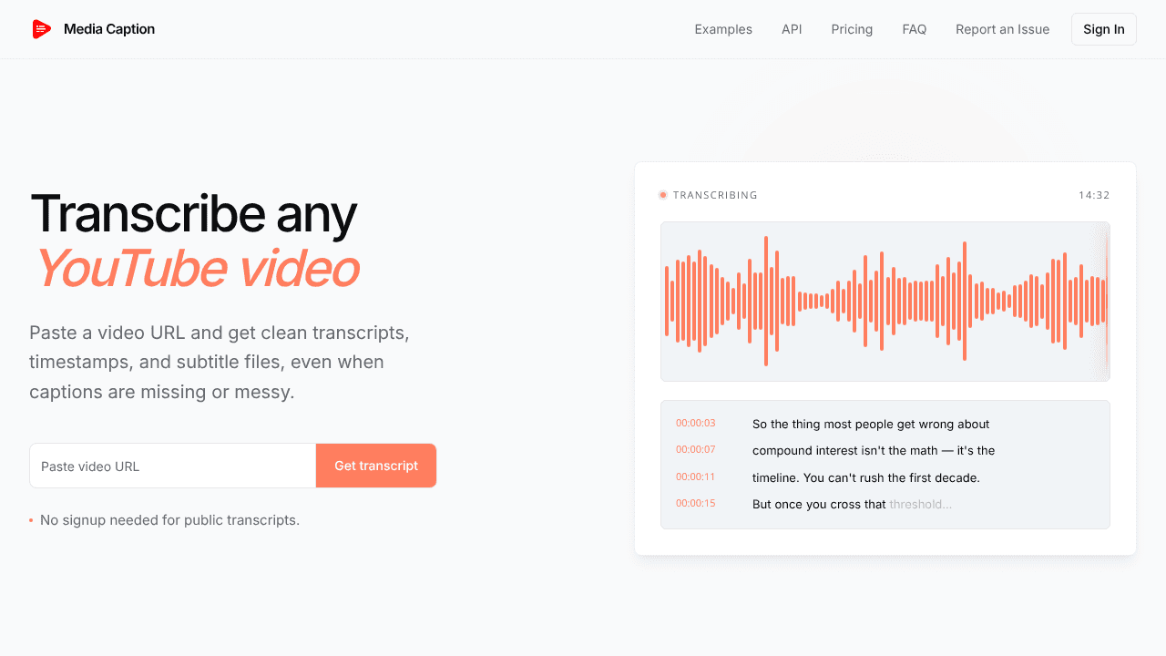 MediaCaption website screenshot