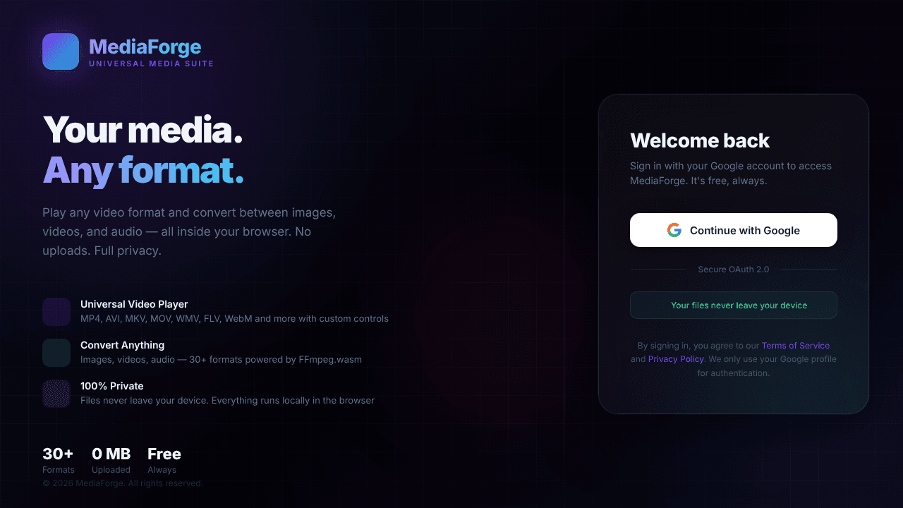 MediaForge website screenshot