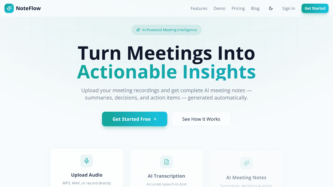 Meeting Intelligence website screenshot