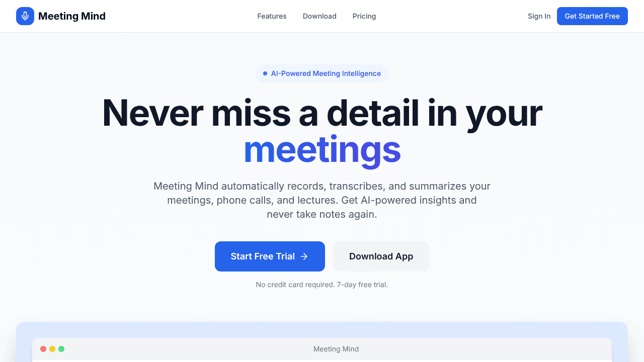 Meeting Mind website screenshot