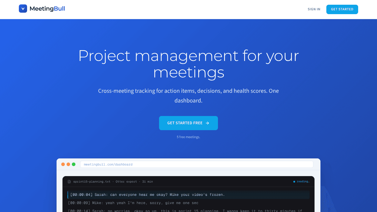 MeetingBull website screenshot