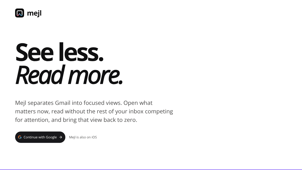 Mejl website screenshot