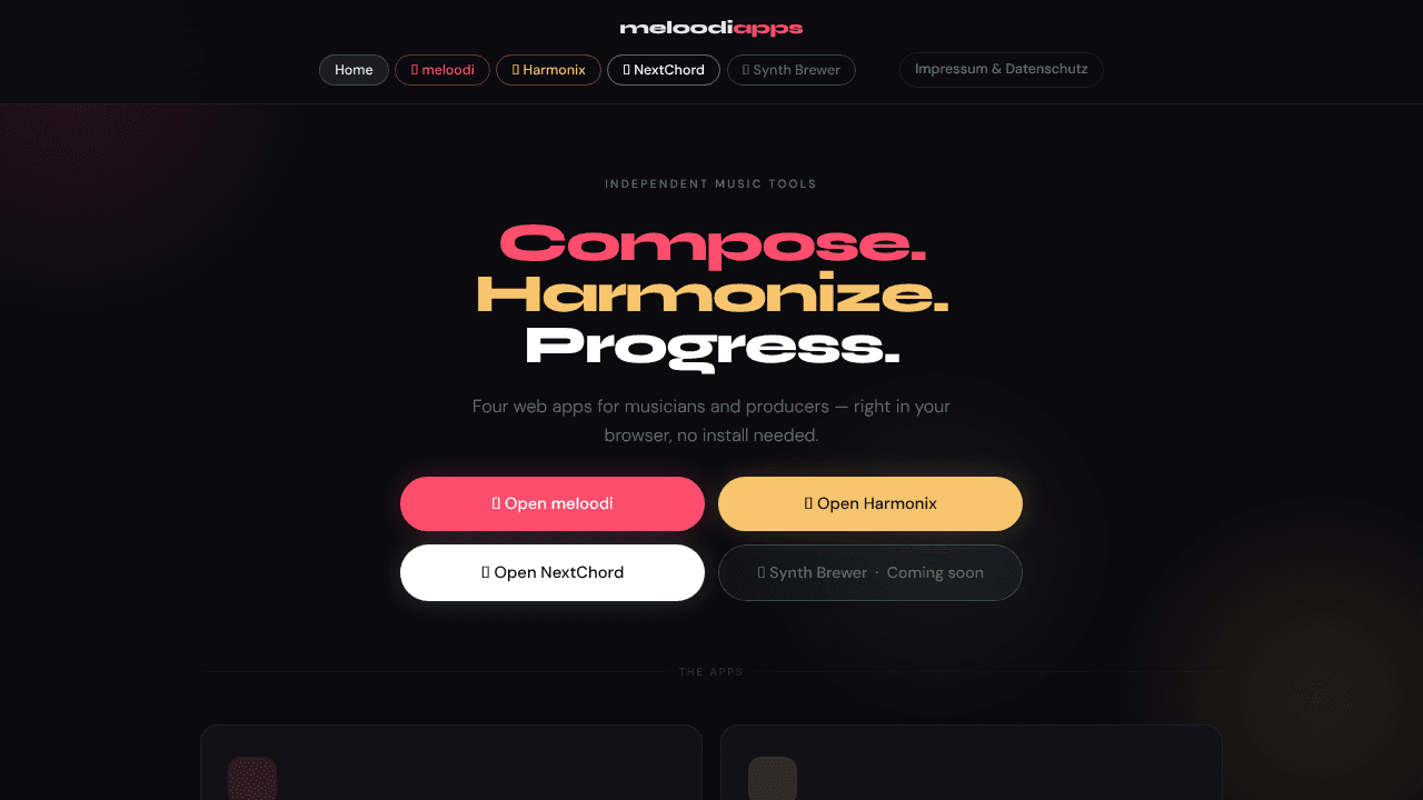 meloodi apps website screenshot