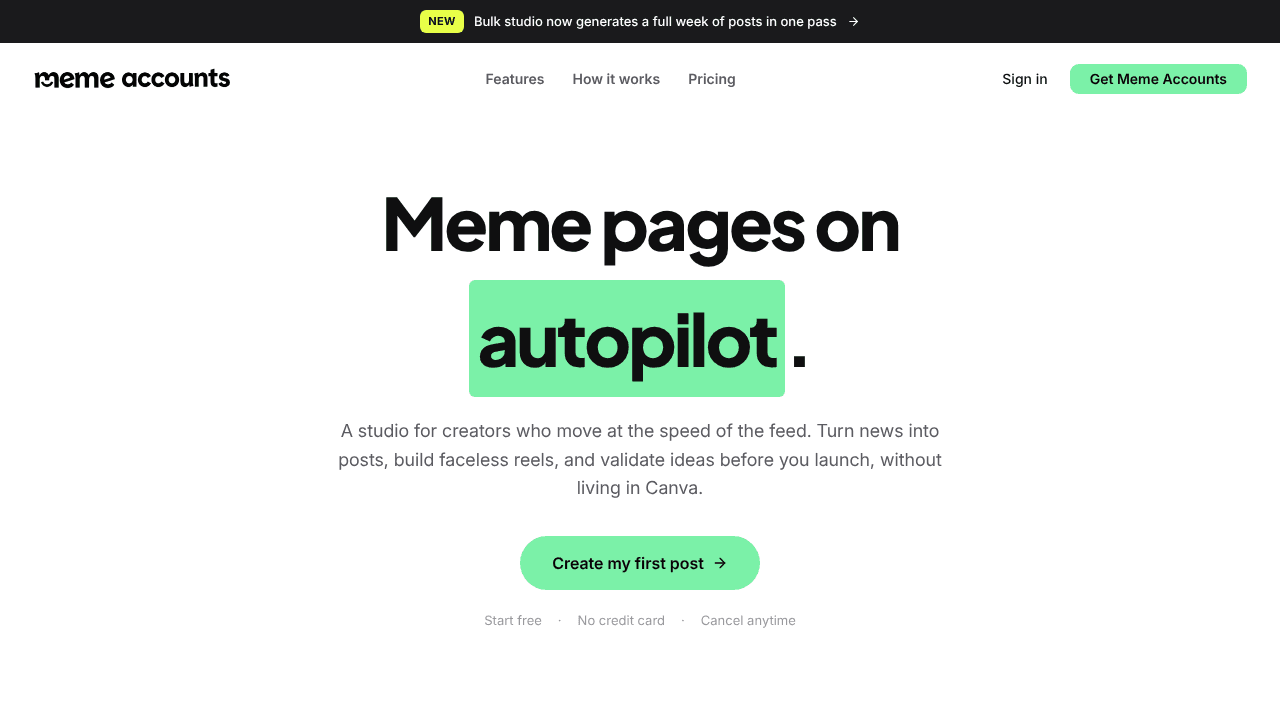 Meme Accounts website screenshot