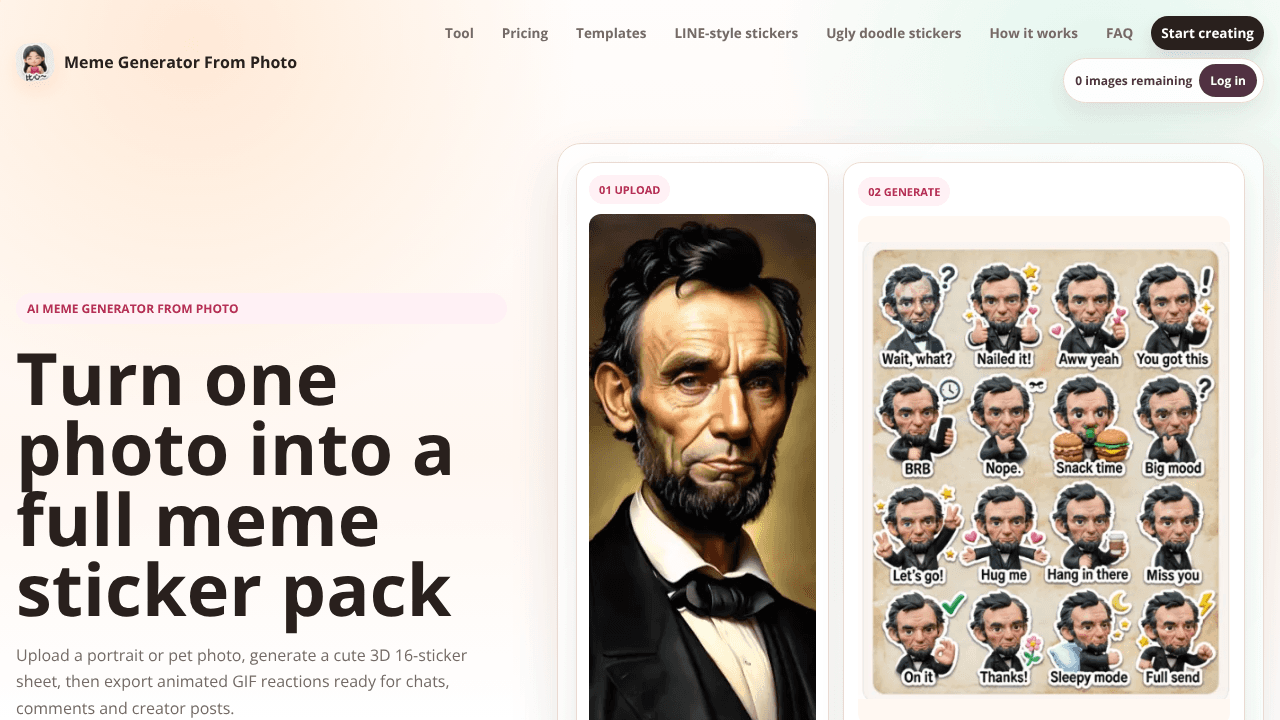 Meme Generator From Photo website screenshot