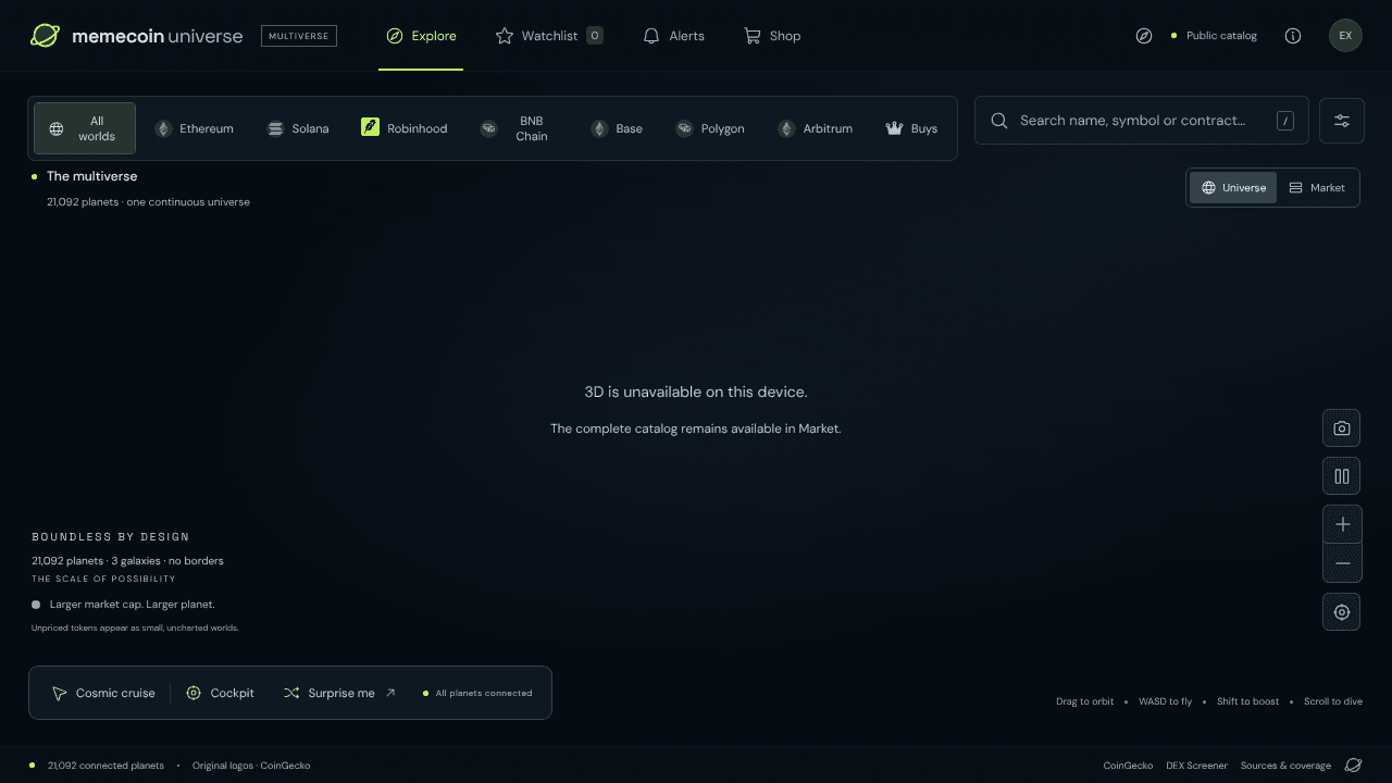 Memecoin Universe  website screenshot